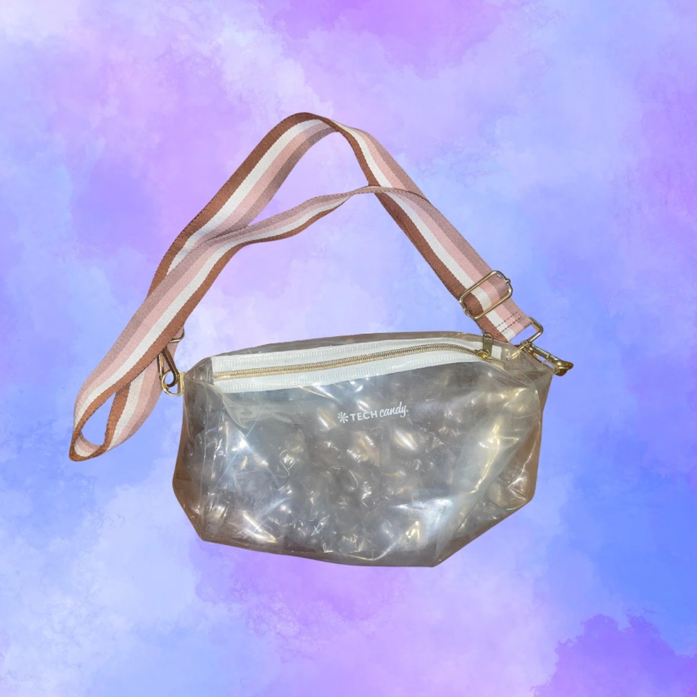 Transparent Crossbody Bag with Pink Strap